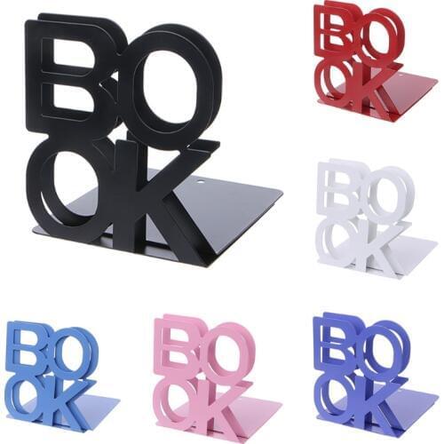 Alphabet Shaped Metal Bookends Iron Support Holder Desk Stands For Books