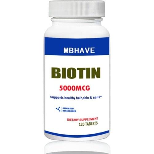Biotin 5000 mcg 120 Tablets Max Strength Hair Skin and Nails Support