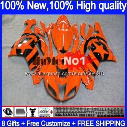 Bodys For KAWASAKI ZX-636 ZX600 ZX 6R 6 R 600CC ZX6R 07 08 59MC.78 ZX636 ZX 636 600 CC ZX-6R 2007 2008 Fairing Orange stars