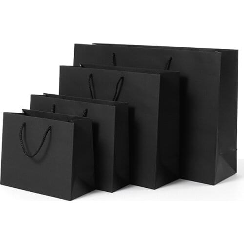 1pc Senior Black Kraft Paper Bag Wedding Christmas Party Candy Food Cookies Packing Paper Bags Fashion Clothes Gifts Pack bags