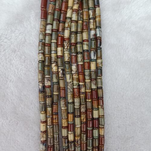 6x9mm Tube Shape Natural Red Line Turquoises Beads +3x6mm Loose Spacer Stone Beads For DIY Bracelet Jewelry Making Strand 16