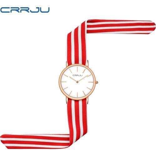 CRRJU 2017 New Arrival unique Ladies Women Watch fashion women dress watch high quality fabric watch sweet girls Bracelet watch