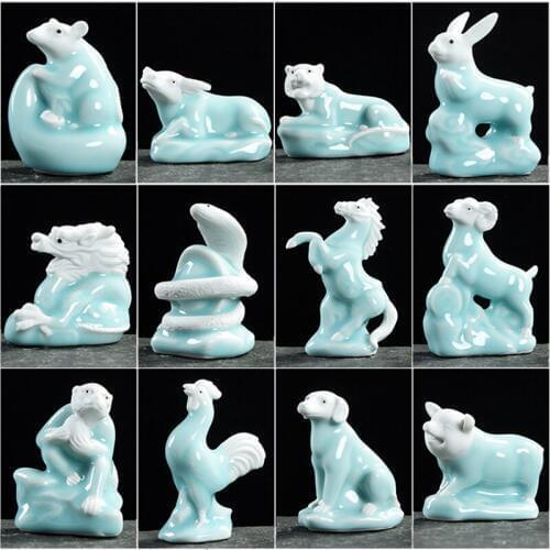 Twelve zodiac signs attract wealth and fortune Ceramic pig dog Chickens monkey sheep snake Dragon tiger rabbit cattl statue Home