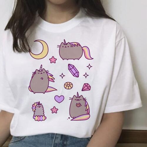 Pusheen women t shirt kawaii female tshirt cat cartoon harajuku 90s graphic ulzzang tops t-shirt femme korean aesthetic funny