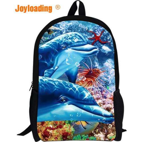 Joyloading Cartoon Dolphin Design Backpack Preppy Students Schoolbag Kids Bag