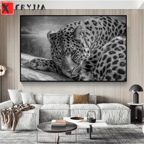 Full Square Diamond Painting Black and white animal art, leopard Mosaic Needlework Picture Diamond Embroidery Sale Home Decor