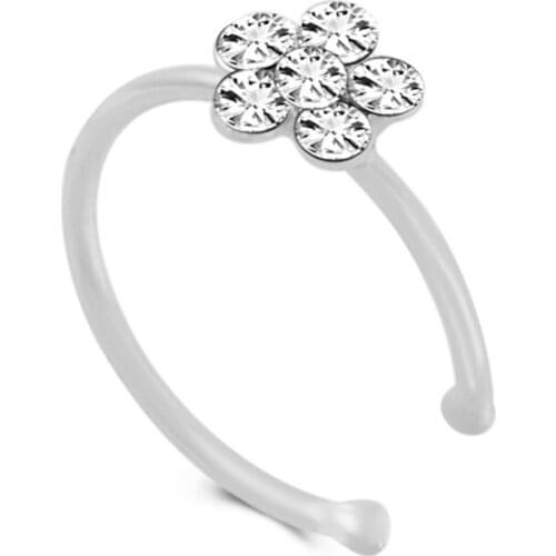 2021 New Simple Crystal Nose Nail Ornament Flower Nose Hoop Nostril Nose Ring Small Flower Spiral Cartilage Tragus Ring Party