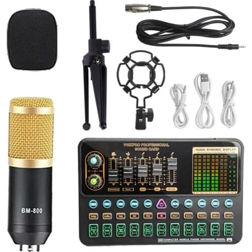 Computer mobile phone live steam Audio Studio Vocal Recording Fashion Studio Equipment Music Recording Microphone Kit Sound Card