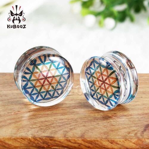 Colorful Tuxture Simple Transparent Acylic Ear Plugs Piercing Tunnels Strechers Ear Expanders Fashion Gif For Unisex 2pcs