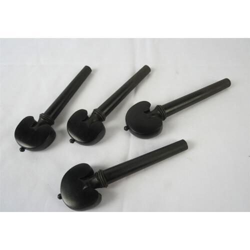 Best 4/4 cello Fittings ,4pcs Natural Ebony wood pegs, black ring decorate