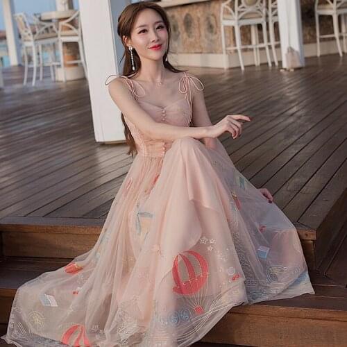 Sweet female autumn New outfit gauze condole belt dress long dress