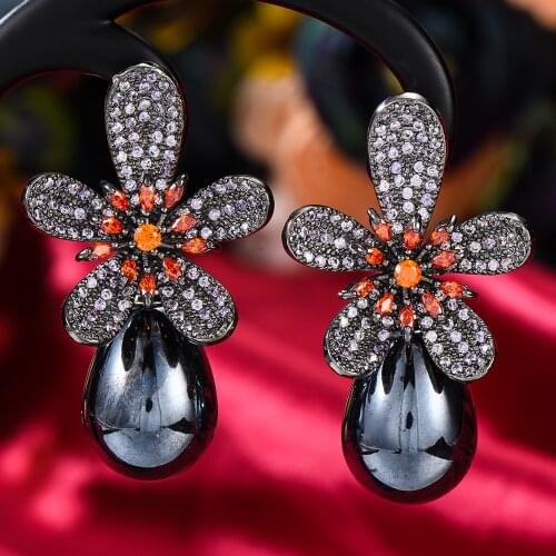 Missvikki Noble Trendy Vintage golden natural pearl Pendant Earrings for Women Girl Bridal Wedding Party Show Earring Jewelry