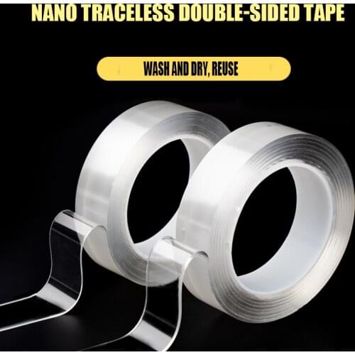1/2/3/5m Reusable Double-Sided Adhesive 2MM Nano Traceless Tape Removable Sticker Adhesive Loop Disks Tie Glue Gadget C-01-02