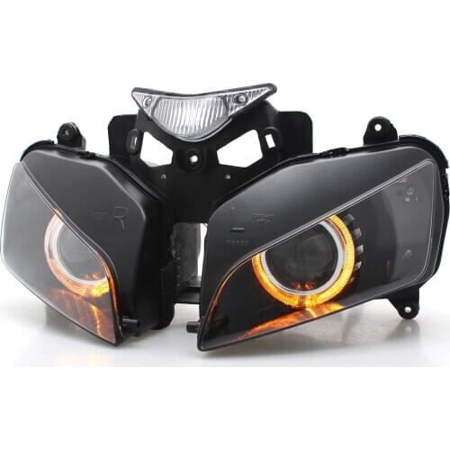 Motorcycle Modified Assembled Auto HID Projector Conversion Headlight Yellow Angel Eyes Headlamp For Honda CBR 1000RR 04-07
