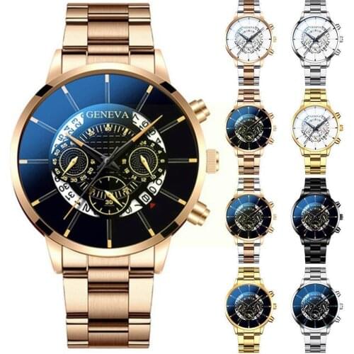 Fashion Trend Watch Geneva Creativity Calendar New Watch Alloy For Men Watch Simple Luxury and Band Women Steel Smart U9Z6