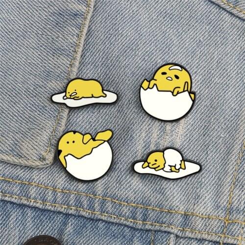 Cartoon Cute Eggs Brooches Funny Creative Poached Egg Enamel Pins Yellow Lovely Badges Fashion Jewelry Denim Lapel Bag Pin Gifts