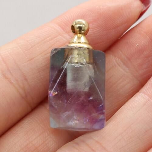 Natural Stone Perfume Bottle Pendant Exquisite Purple Fluorite For Jewelry Making Charms DIY Necklace Accessory