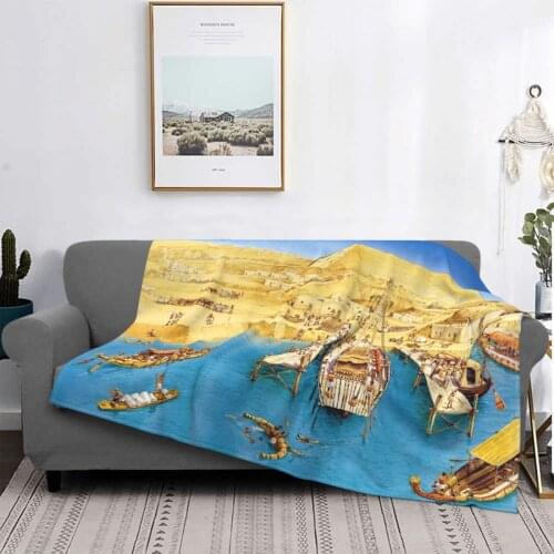 Ancient Egyptian Civilization Blankets Fleece All Season African Cartoon Ship Warm Throw Blankets for Bed Bedroom Bedding Throws