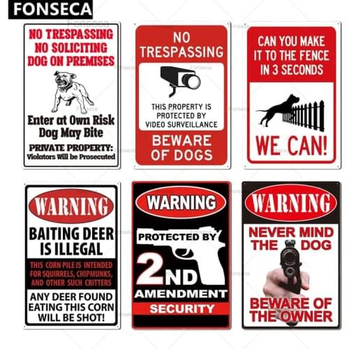 Beware of Dog Sign Warning Metal Sign Guard Dog Sign Wall Decor Yard Sign No Trespassing Metal Dog Signs
