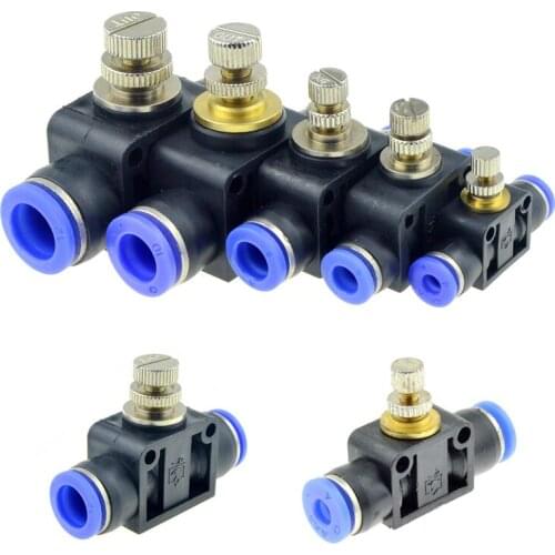 Pneumatic Airflow Regulator 4mm 6mm 8mm 10mm 12mm OD Hose Tube Gas Flow Adjust Valve Connector Fitting Air Speed Control Crane