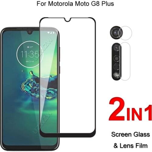 Full Cover Glass For Motorola Moto G8 Plus Screen Protector Protective Tempered Glass Explosion Proof & Camera Lens Film