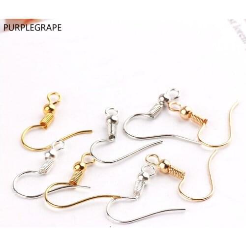 PURPLEGRAPE DIY Jewelry Accessories 18MM with Beaded Ear Hook Material Handmade Earrings Basic Accessories Spring 100pcs