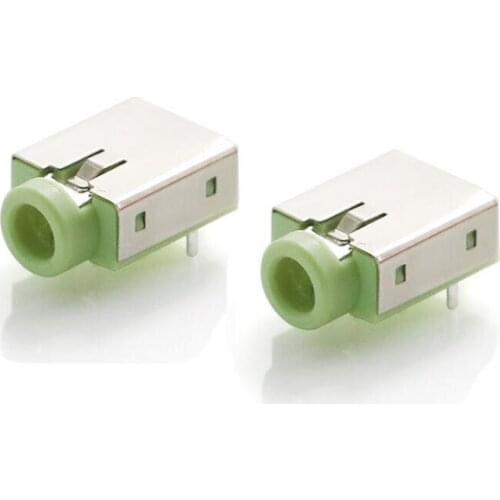 10pcs/JACK 3.5 Earphone socket PJ-343 Dual track Audio socket 6P Tape shield Normally closed Green/Pink