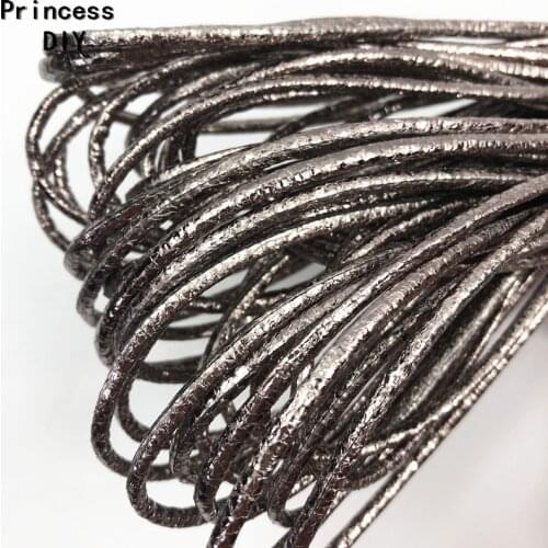 5M/Lot Jewelry Making Shiny 3mm Round Brown Cords Sequin PU Leather Fabric Glitter Rope Strip DIY Bracelet Choker Collar Materia