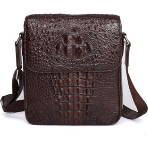 Hujingsha Thai mens crocodile skin single-shoulder bag simple casual leather zipper large capacity cross-body bag man bag