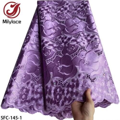 High Quality African Swiss Voile Lace Cotton Embroidery Lace Fabric for Wedding SFC-145
