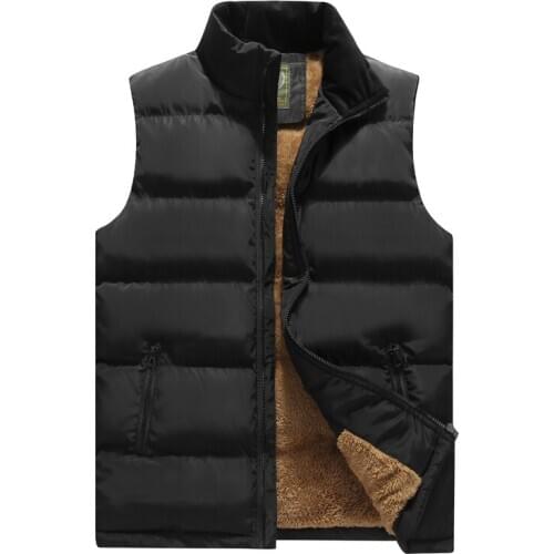 Winter for Men Casual Fleece Thick Warm Sleeveless Jacket Spring Autumn Male Work Vests Plus Size M-6XL Waistcoat with 3 Pockets