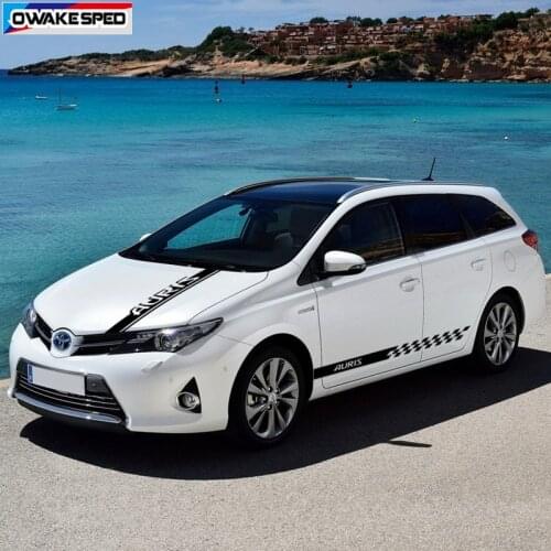 1 set Car Hood Side Skirts Sticker For-Toyota AURIS Racing Sport Styling Stripes Auto Whole Body Decor Vinyl Decals ccessories