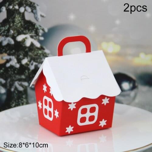 2Pcs Christmas Candy Box Bags Santa Claus Gift Box DIY Cookie Packaging Bag Merry Christmas Party Decoration New Year Kids Gift