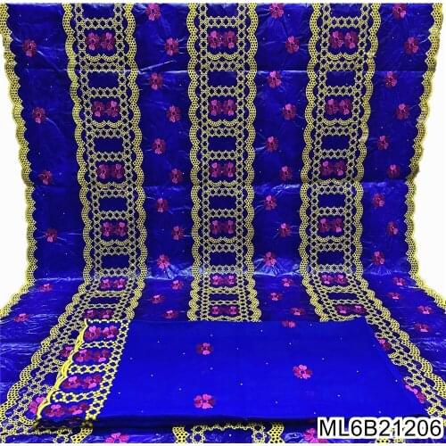 2021 Beautiful African Bazin Riche Fabric With Scarf Swiss Lace Fabric African Lace Fabric 5+2Yard Bazin Brode For Dress ML6B212