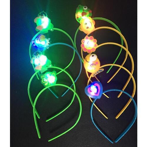 24pcs/lot Children Kids Light Cartoon Headbands Led Blinking Flashing Headwear Hair Accessories Halloween Glow Party Supply