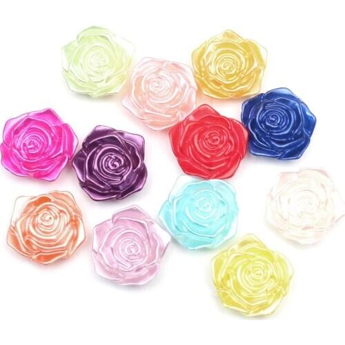 50pcs Mixed Rose Flower Pearl Crafts Christmas Decoration Flatback Cabochon Embellishment For Scrapbook DIY Accessoris