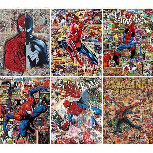 5D DIY Diamond Painting Marvel Spiderman Cartoon Avengers Full Square Round Embroidery Landscape Cross Stitch Mosaic Home Decor