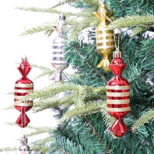 6Pcs Candy Shape Chirstmas Tree Hanging Pendant Xmas Decoration For Home Party New Year Noel Natal Christmas Ornaments Kids Toys