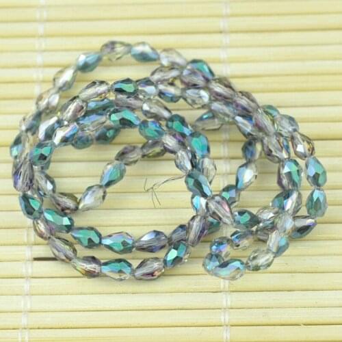 980pcs Crystal Tear Drop Beads Pendant 3x5mm Half Green Faceted DIY Bead Curtains Chandelier Light Jewelry Necklace Making