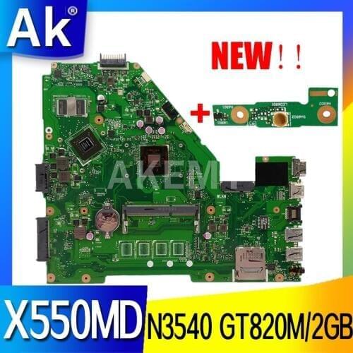 Akmey X550MD motherboard For Asus X550MJ Laptop motherboard X550M X550MD X552M Notebook mainboard 100% tested N3540 GT820M/2GB