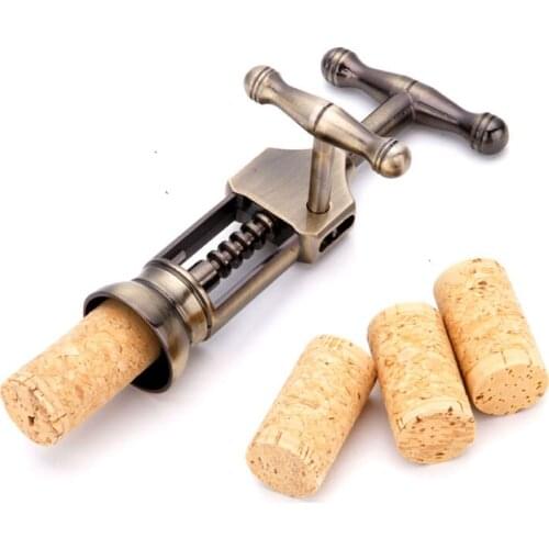 Retro Stainless Steel Wine Cork Bottle Opener Metal Red Wine Opener Corkscrew Bottle Handle Bottle Corkscrews Wine Accessories