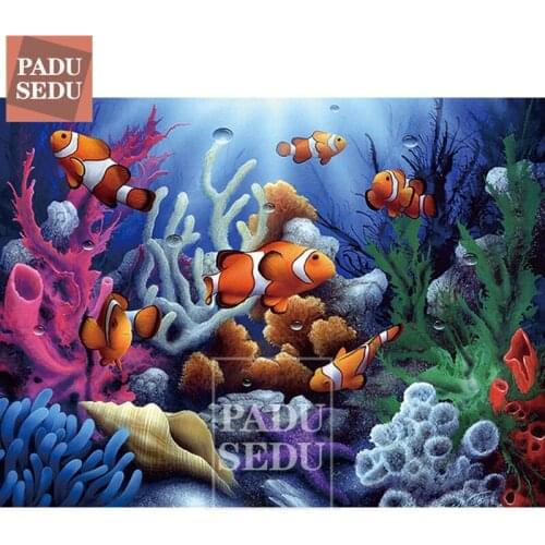 Diamond Painting Seascape Scenery Cross Stitch Landscape Diamond Mosaic Embroidery Fish Pictures Rhinestones Handmade Home Decor