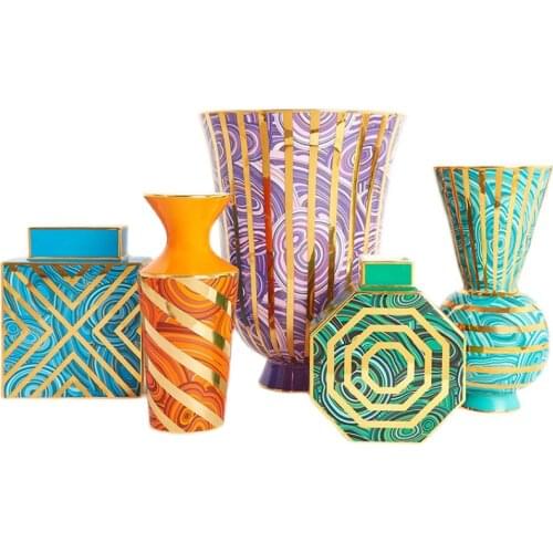 American Luxury Vase Spain Designer Ceramic Flower Vase Nordic Luxury Gold Large Tall Vases Living Room Decoration Gift Ideas