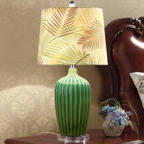 American Green Ceramic Table Lamp Bedroom Bedside Table Lamp Creative Pastoral European Simple Modern Home Warm Living Room