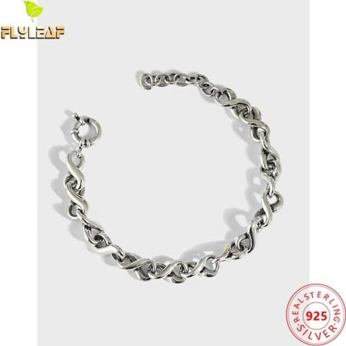 925 Sterling Silver Retro 8 Shape Chain Bracelet For Women Cold Style Do The Old Female Vintage Jewelry Handmade 2021 Trend