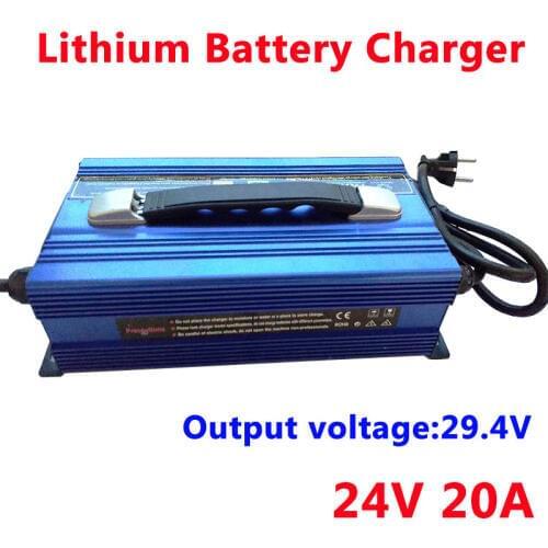 GTK Fast charger 29.4V 20A lithium battery charger 600w 110V 220V with Aluminum Case output 29.4V for 24V li ion battery pack