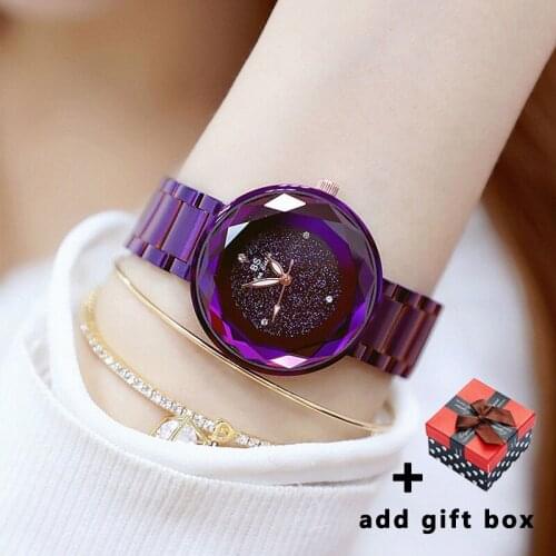 Fashion Crystal Watches Women Luxury Brand Starry Sky Women Wrist Watch Purple Female Wristwatch For Ladies Montre Femme 2020