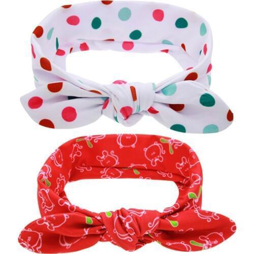Kids Flower Point Headband Floral Hair Bands Children Turban Bowknot Headwear