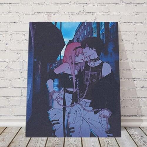 Zero two and hiro anime aesthetic canvas poster painting wall art decor living room bedroom study home decoration prints