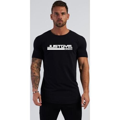 Men Fashion Extend Hip Hop Summer Cotton Bodybuilding Trend Print Tops Muscle Brand Gyms Clothing Fitness Short Sleeve T-shirt